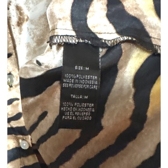 Madison Paige Metallic Animal Print Button-Up Shirt M - Picture 4 of 7